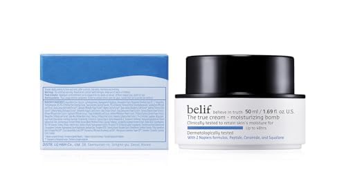 Belif Moisturizing Bomb packaging close-up emphasizing clean premium design.