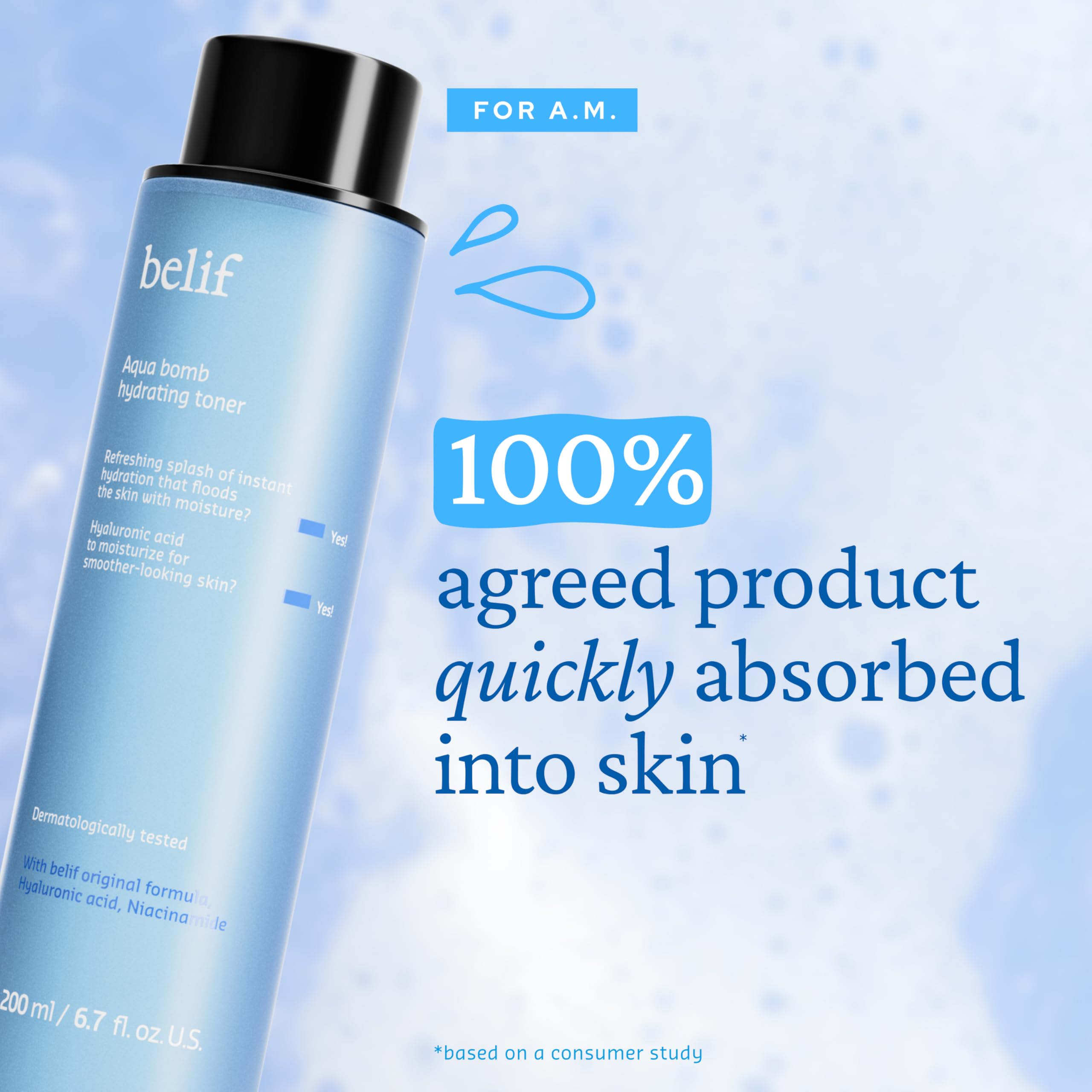 belif Niacinamide Hydrating Toner on cotton pad for gentle prep