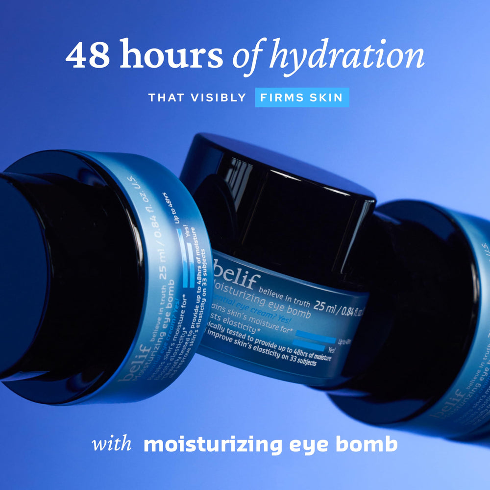 Applying Belif Peptide Eye Bomb around the eye area with gentle motion.