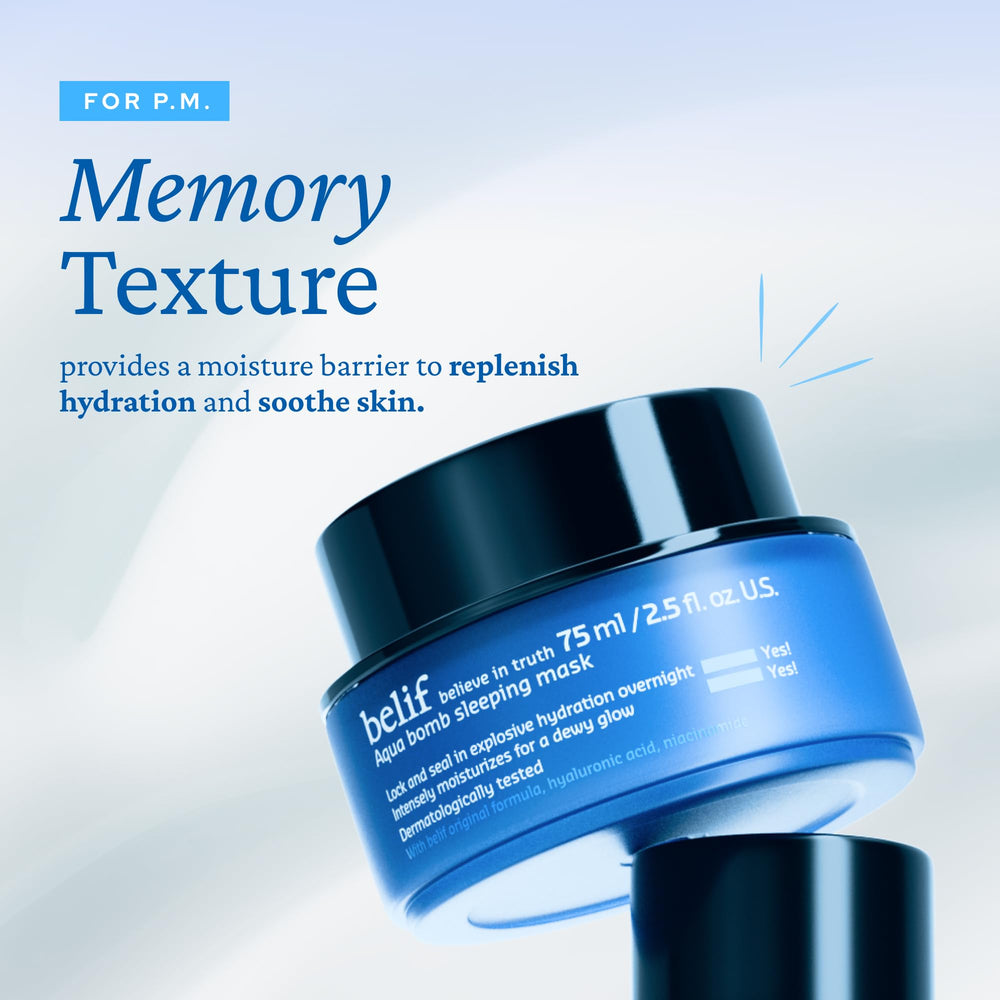 Belif Vitamin E Jelly Overnight Mask sleeping scene promotes overnight glow.