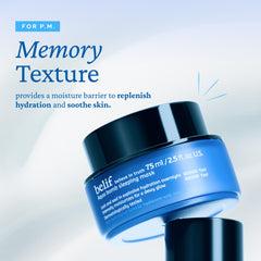 Belif Vitamin E Jelly Overnight Mask sleeping scene promotes overnight glow.