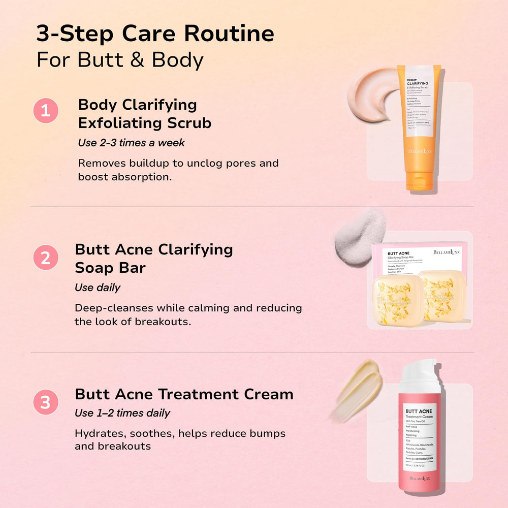 BellamiLuxx body acne scrub close-up shows exfoliating texture