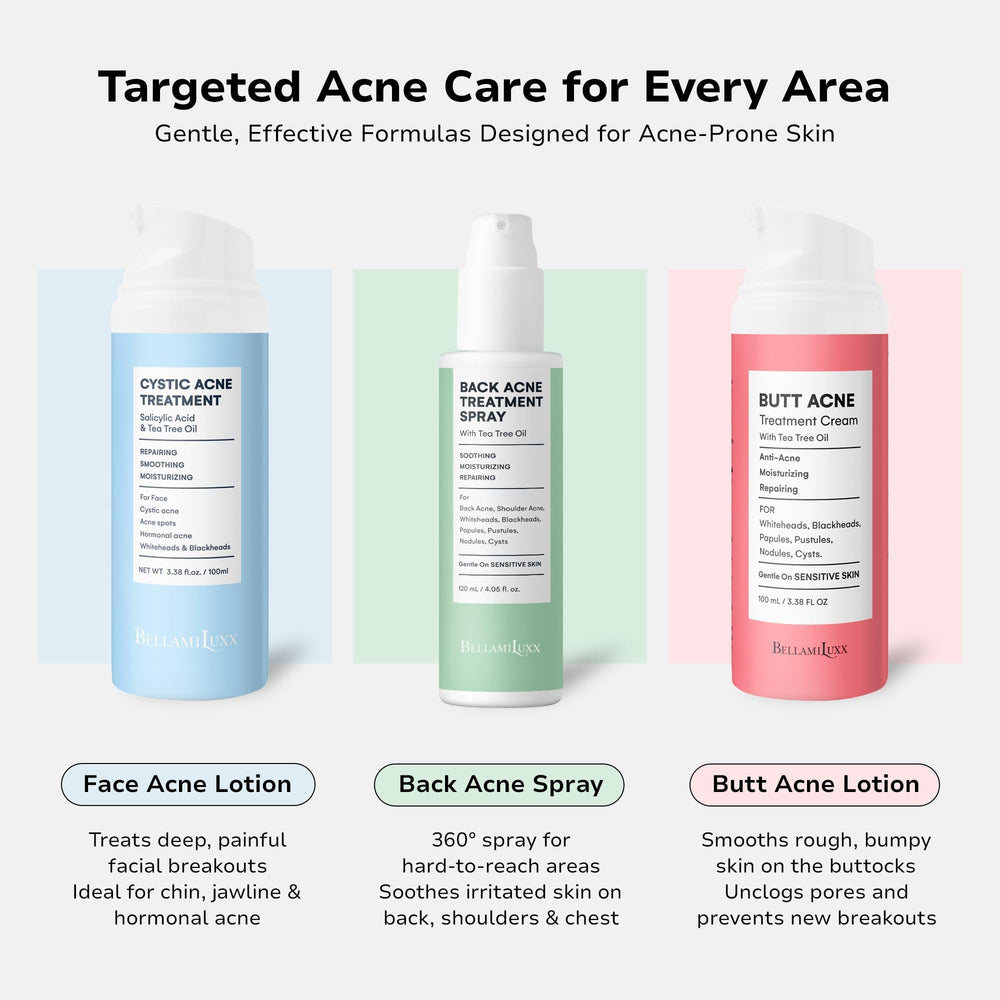 BellamiLuxx packaging visually communicates fragrance-free, oil-free care.