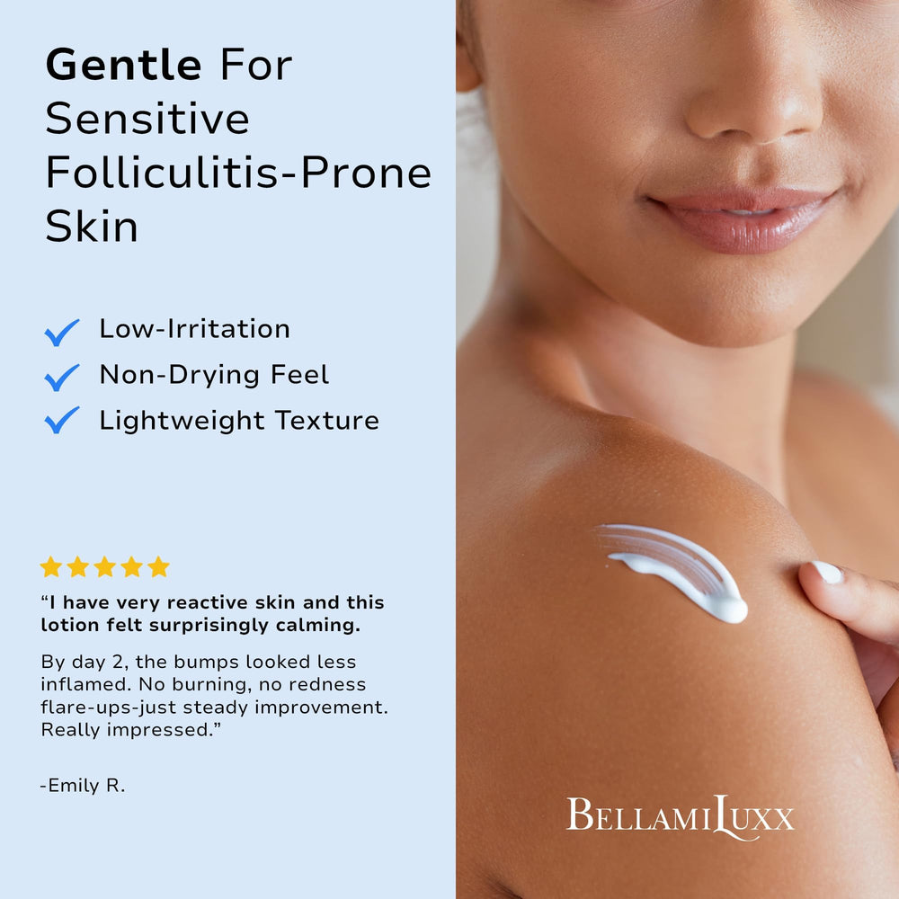 BellamiLuxx non-greasy formula glides over skin without clogging pores.