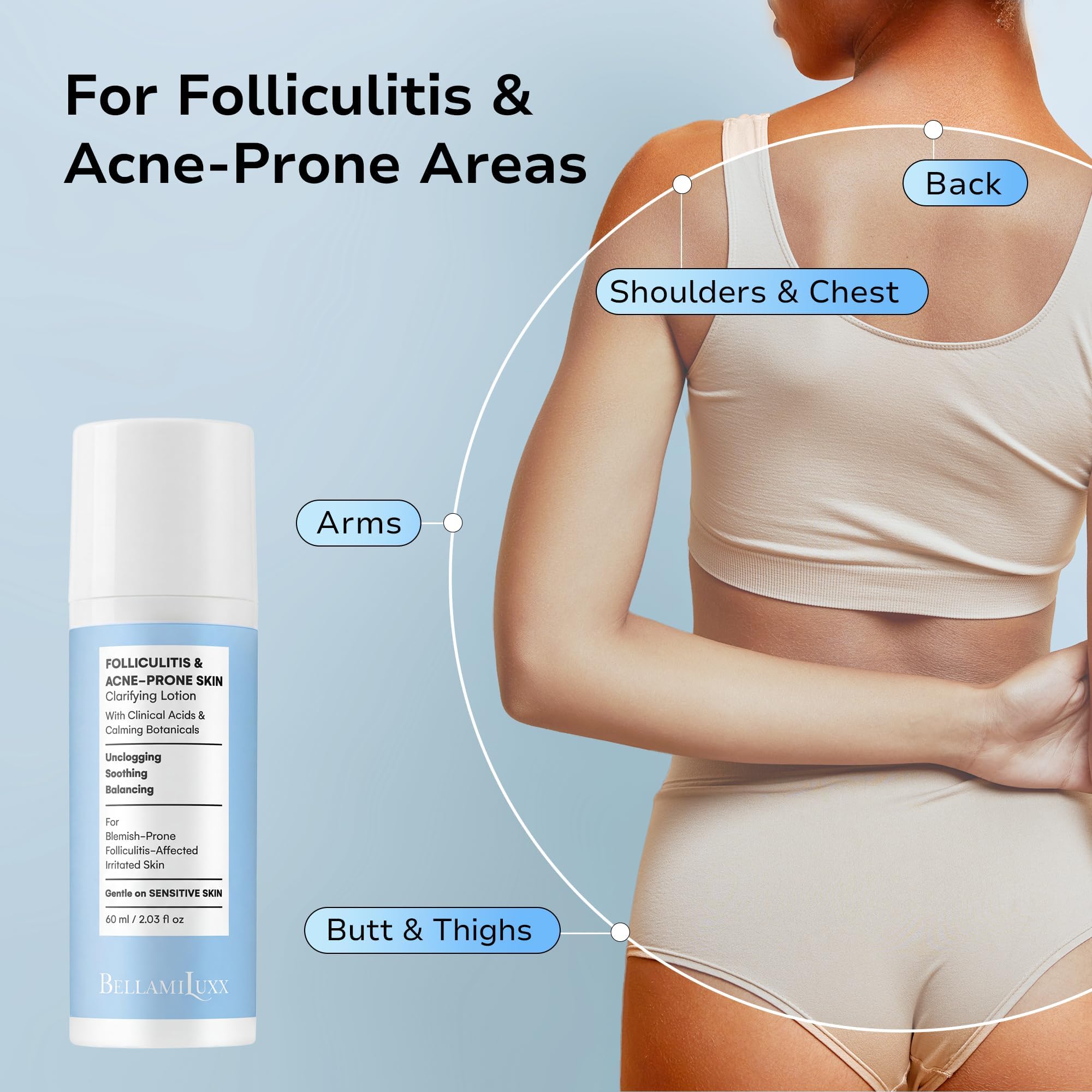BellamiLuxx thigh and chest areas receive lightweight care for smoother texture.
