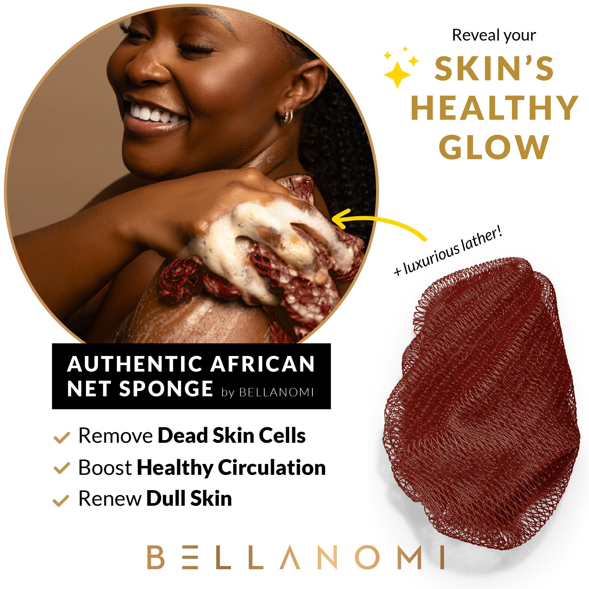 Bellanomi sistema de malla con doble nudo ofrece exfoliación suave.