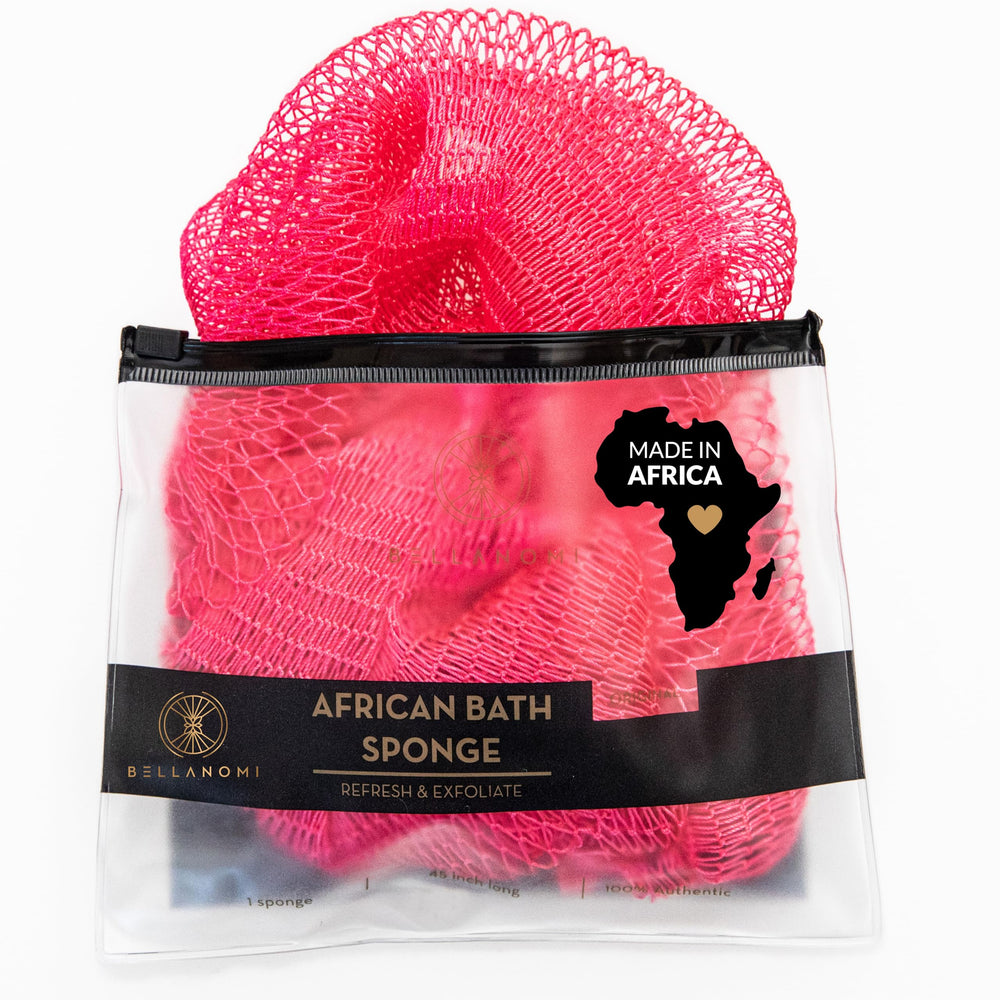 Esponja Bellanomi de 45 pulgadas en rosa para cuidado diario de la piel.
