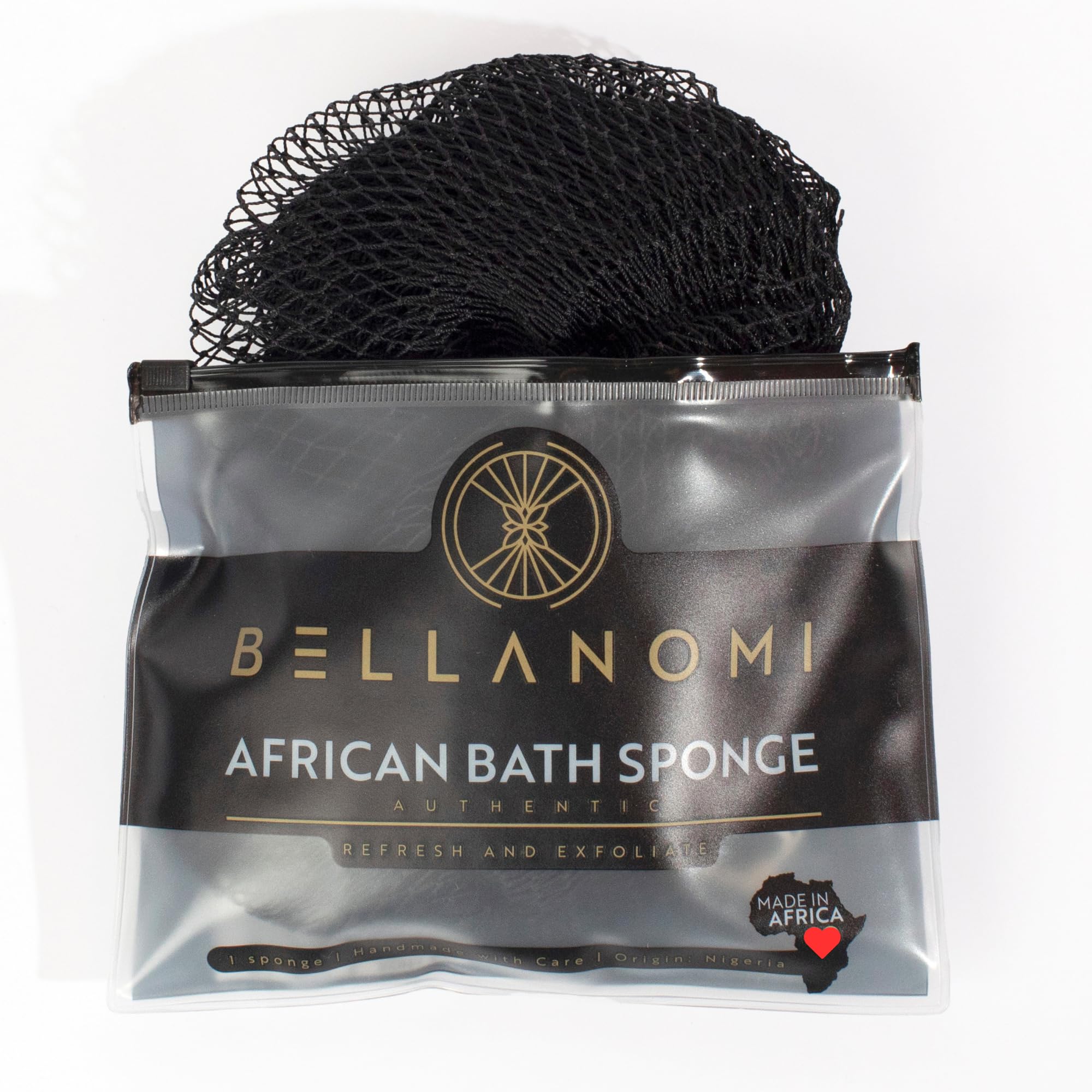 Bellanomi: esponja exfoliante africana, uso diario y exfoliación suave.
