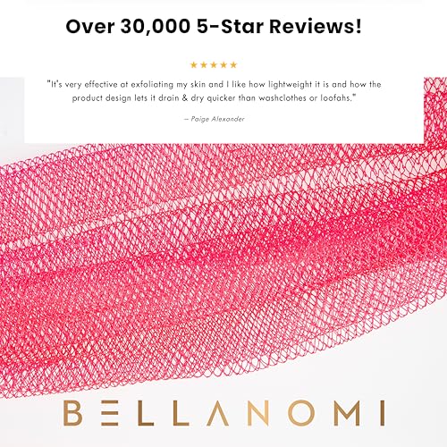 Bellanomi esponja exfoliante con malla doble nudo, suave para la piel.