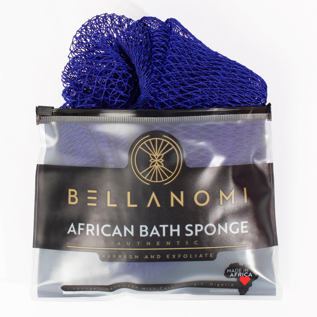 Bellanomi esponja exfoliante de red africana, 45 pulgadas, mejora la textura corporal.