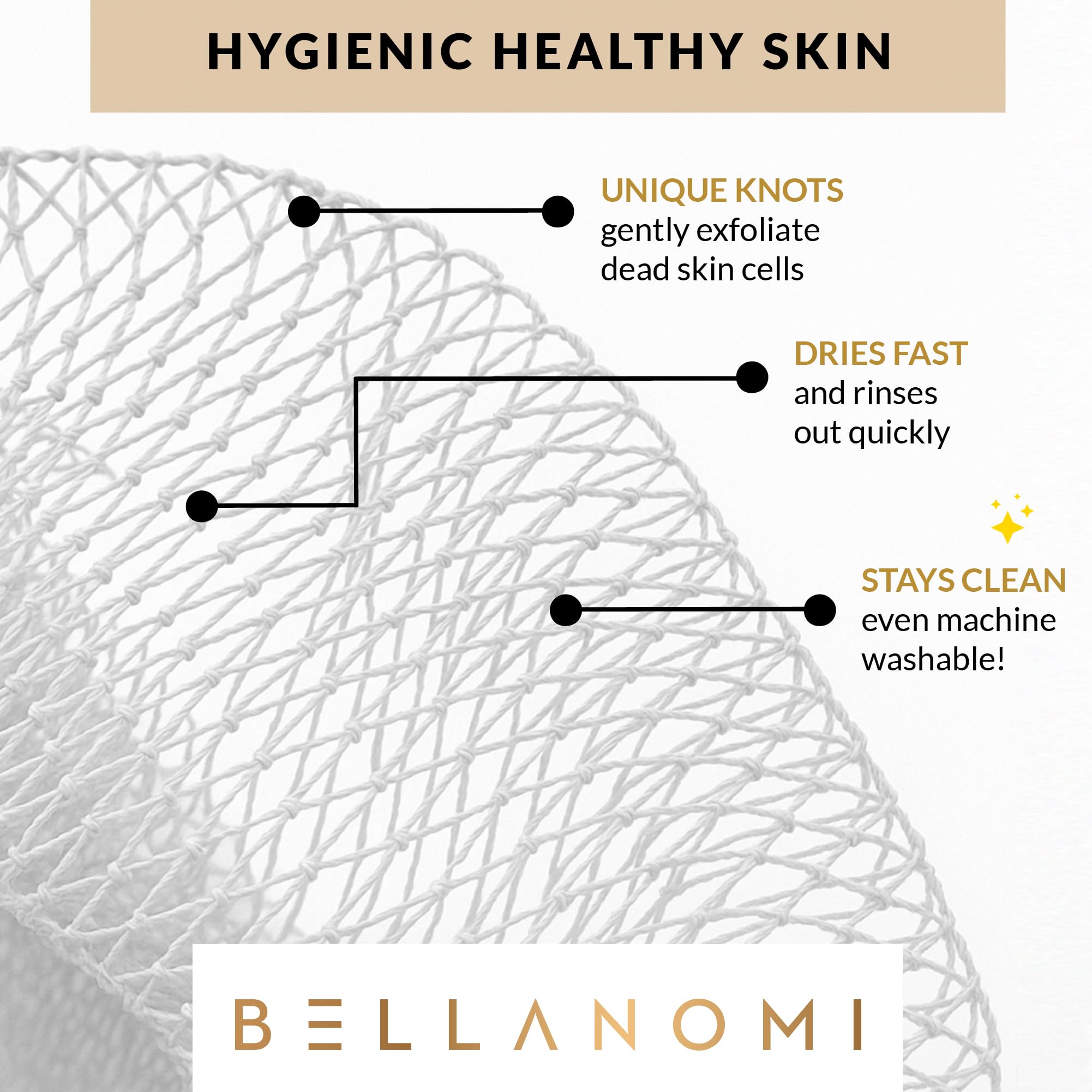 Bellanomi Esponja exfoliante africana para ducha, beneficios de secado higiénico