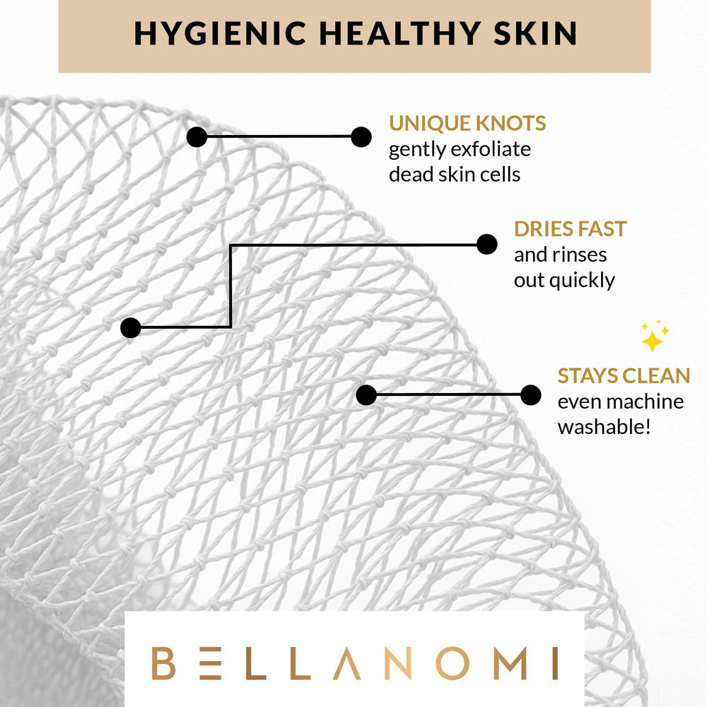 Bellanomi Esponja exfoliante africana para ducha, beneficios de secado higiénico