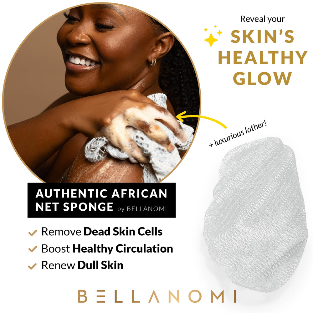 Bellanomi Esponja exfoliante africana con jabón para un lavado cómodo