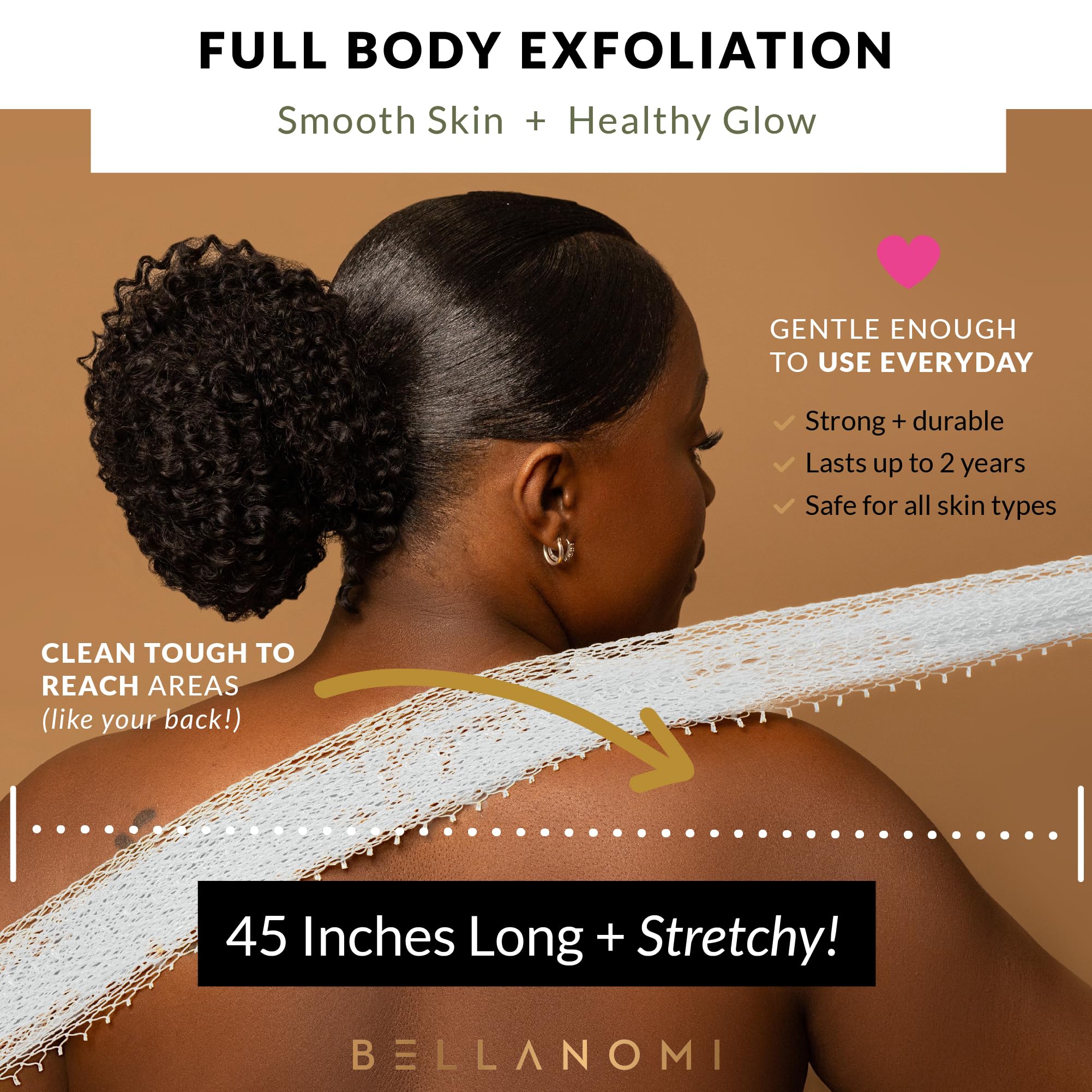 Bellanomi Esponja exfoliante africana duradera, ideal para uso diario