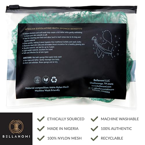 Bellanomi esponja exfoliante africana: espuma aireada para una ducha lujosa.