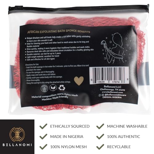 Bellanomi Nigerian Sapo sponge sourced ethically for authentic exfoliation.
