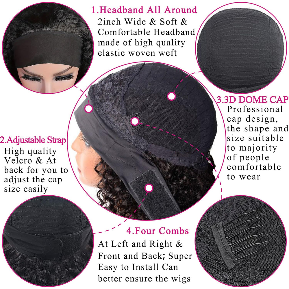 Bellarayine headband wig close-up curls reveals defined deep waves and texture.