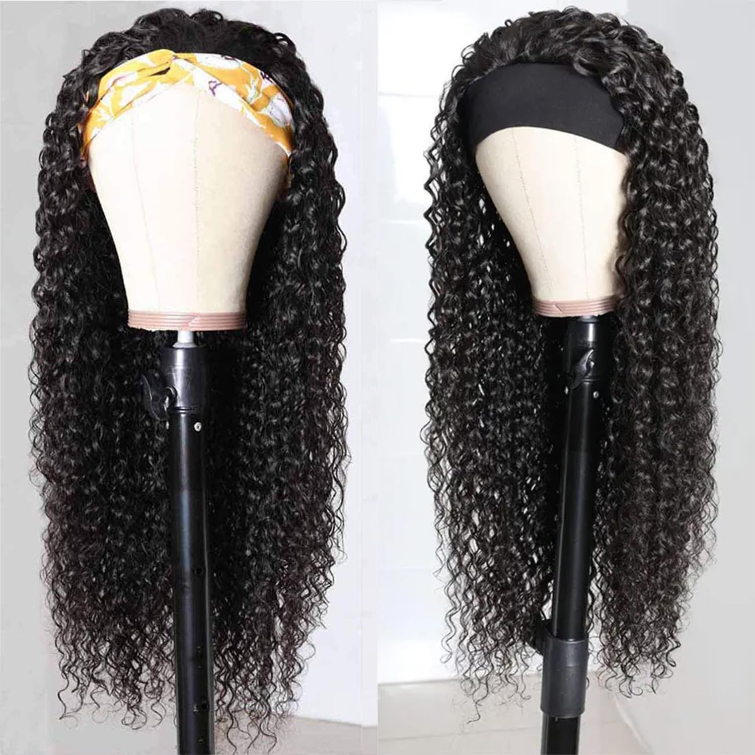 Bellarayine headband wig front view demonstrates secure, quick wear with built-in front clips.