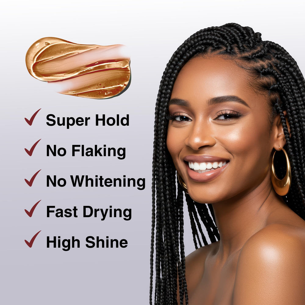 BELLATIQUE gel profesional para trenzas, secado rápido para peinados sin esperas.