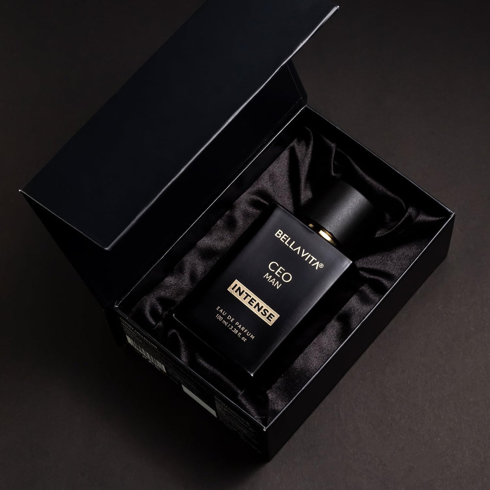 Bella Vita Luxury CEO Man Intense packaging box on shelf signals premium gifting.