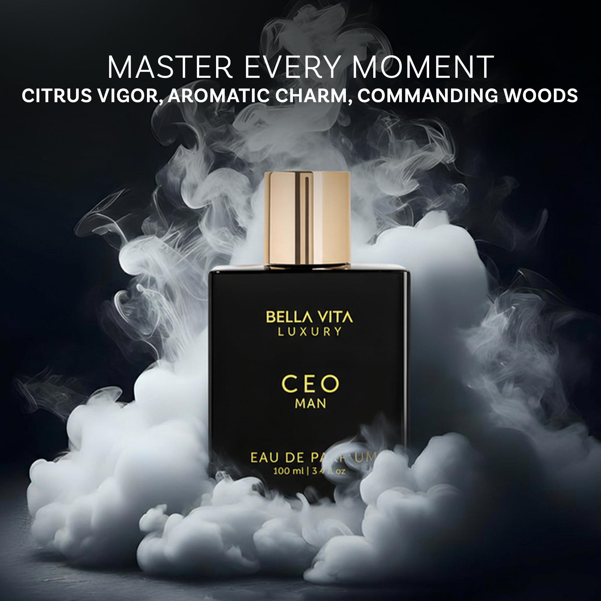 BellaVita Luxury CEO perfume opened bottle reveals rich fragrance notes.