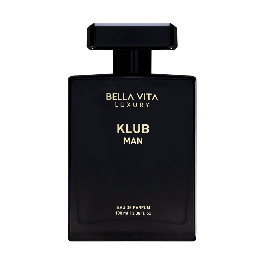 Bella Vita Luxury KLUB bottle close-up highlighting lemon and jasmine for a bold night-out scent.