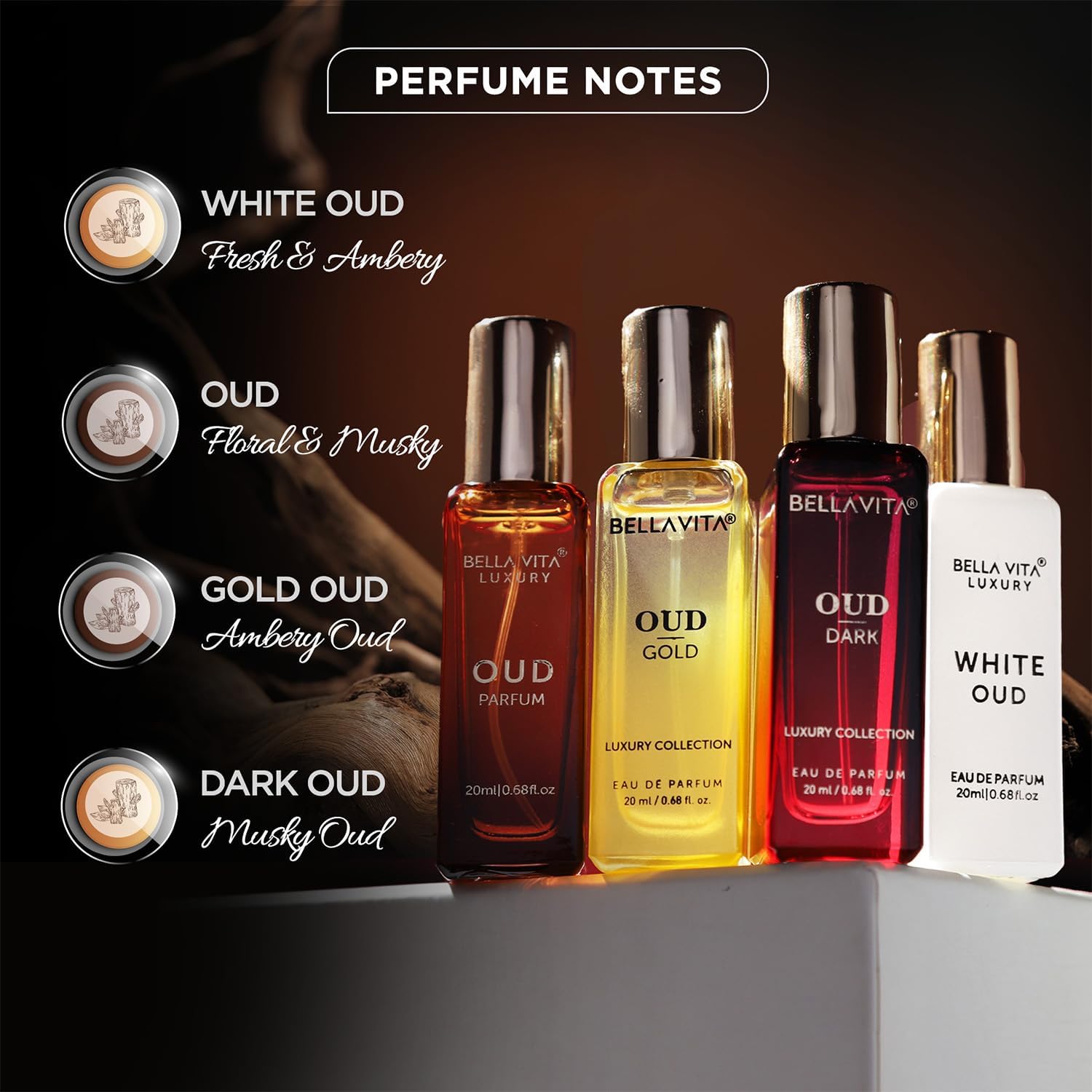 Travel-ready BellaVita Luxury OUD mini bottles for on-the-go scent refresh