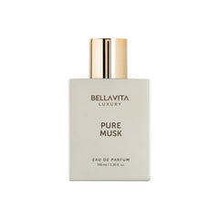 BellaVita Luxury Pure Musk unisex bottle front view highlighting elegant design and long-lasting aroma.