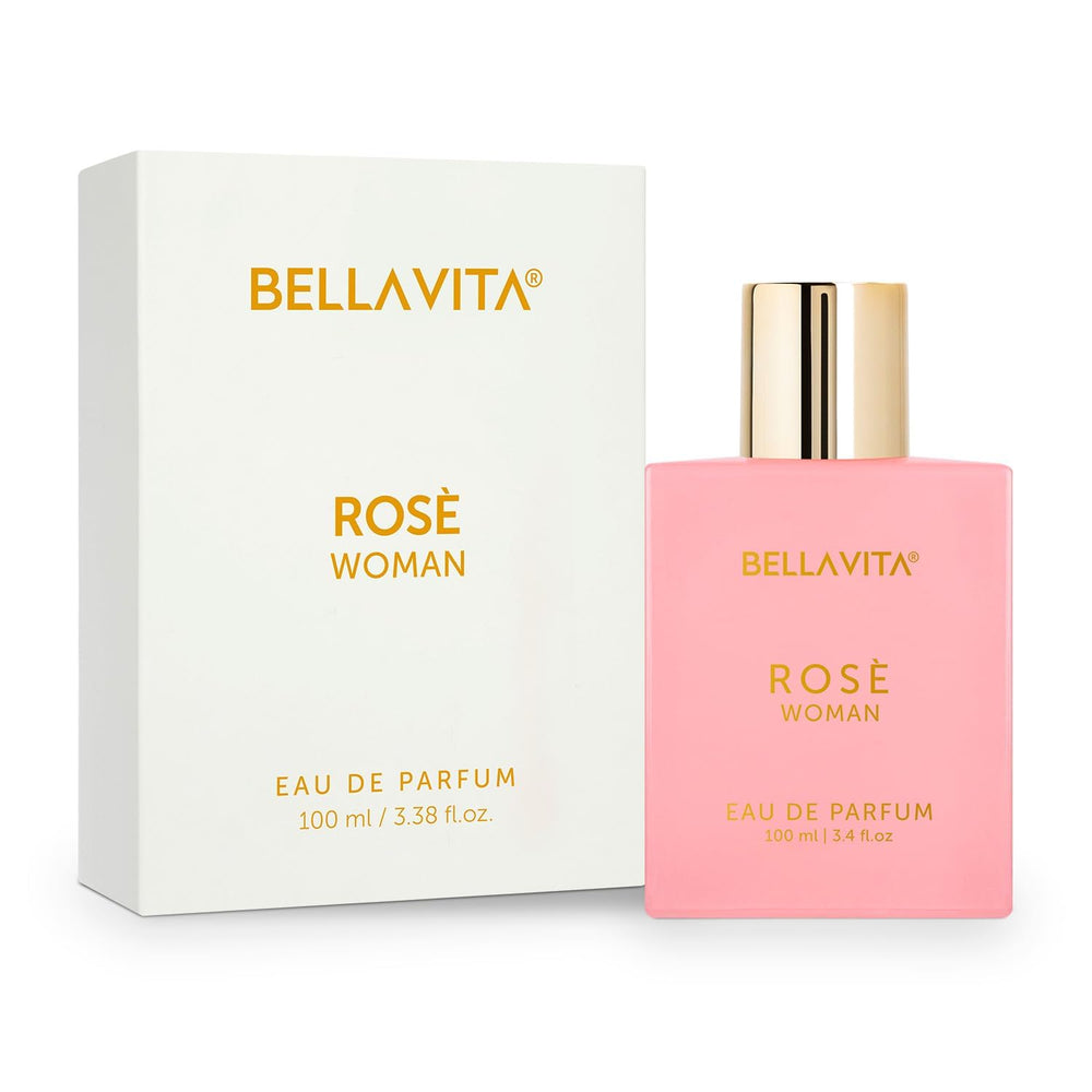 Bellavita Luxury Rose EDP bottle on a mirror exudes luxury