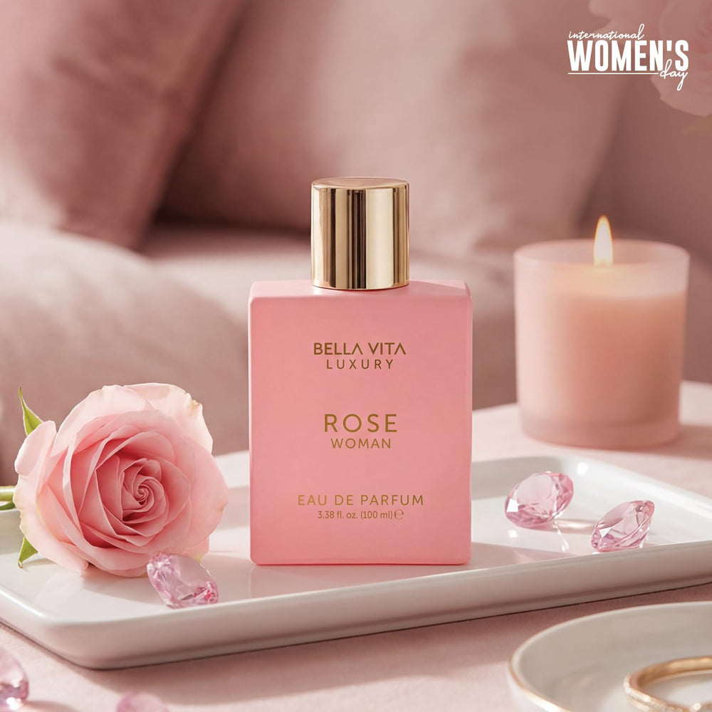 Bellavita Luxury Rose EDP closeup of rose petals highlighting florals