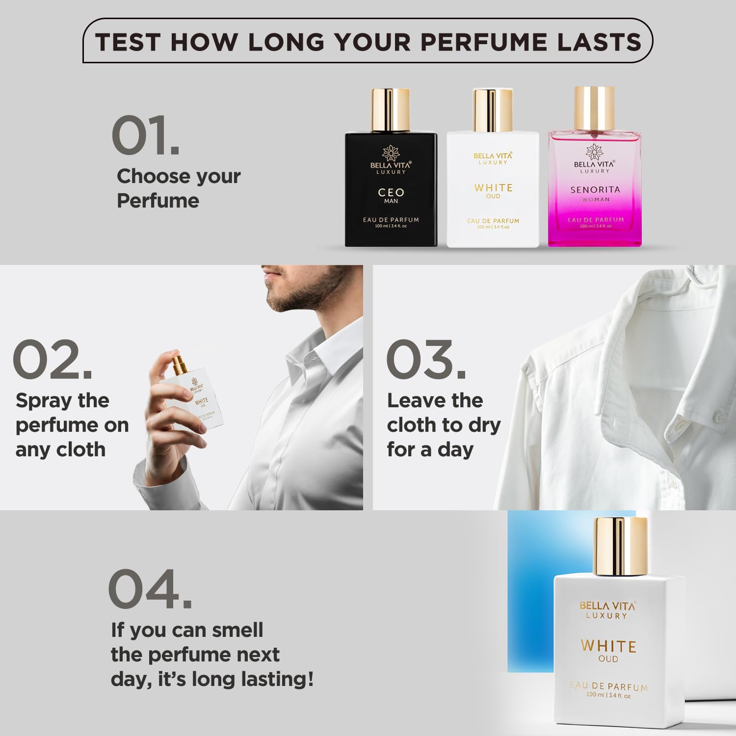 Bella Vita Luxury White Oud daily and evening wear versatility.