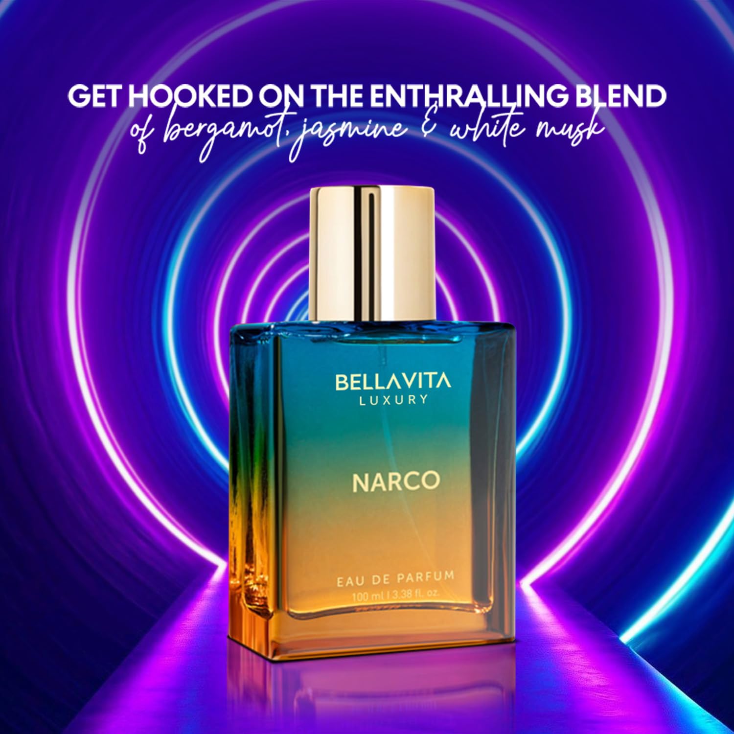 Bellavita Narco musk-vanilla notes create a refined base.