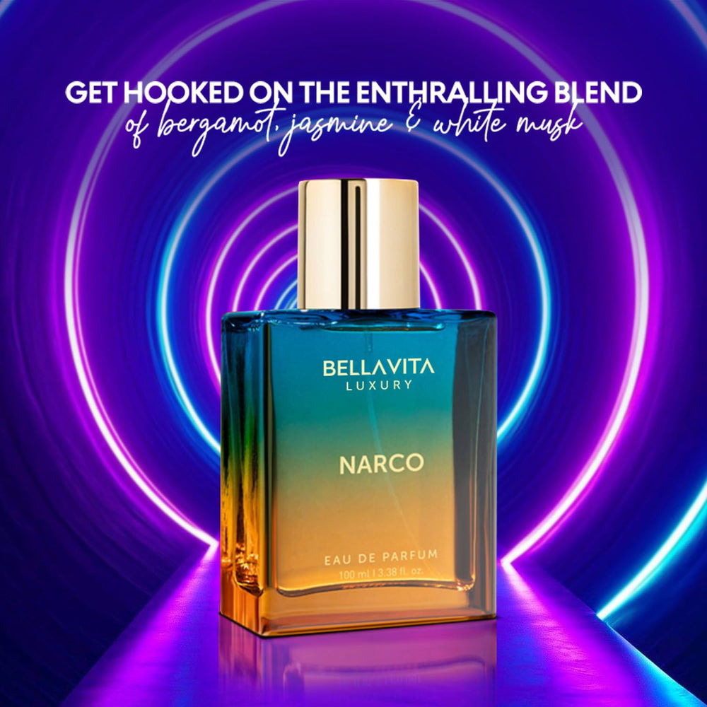 Bellavita Narco musk-vanilla notes create a refined base.