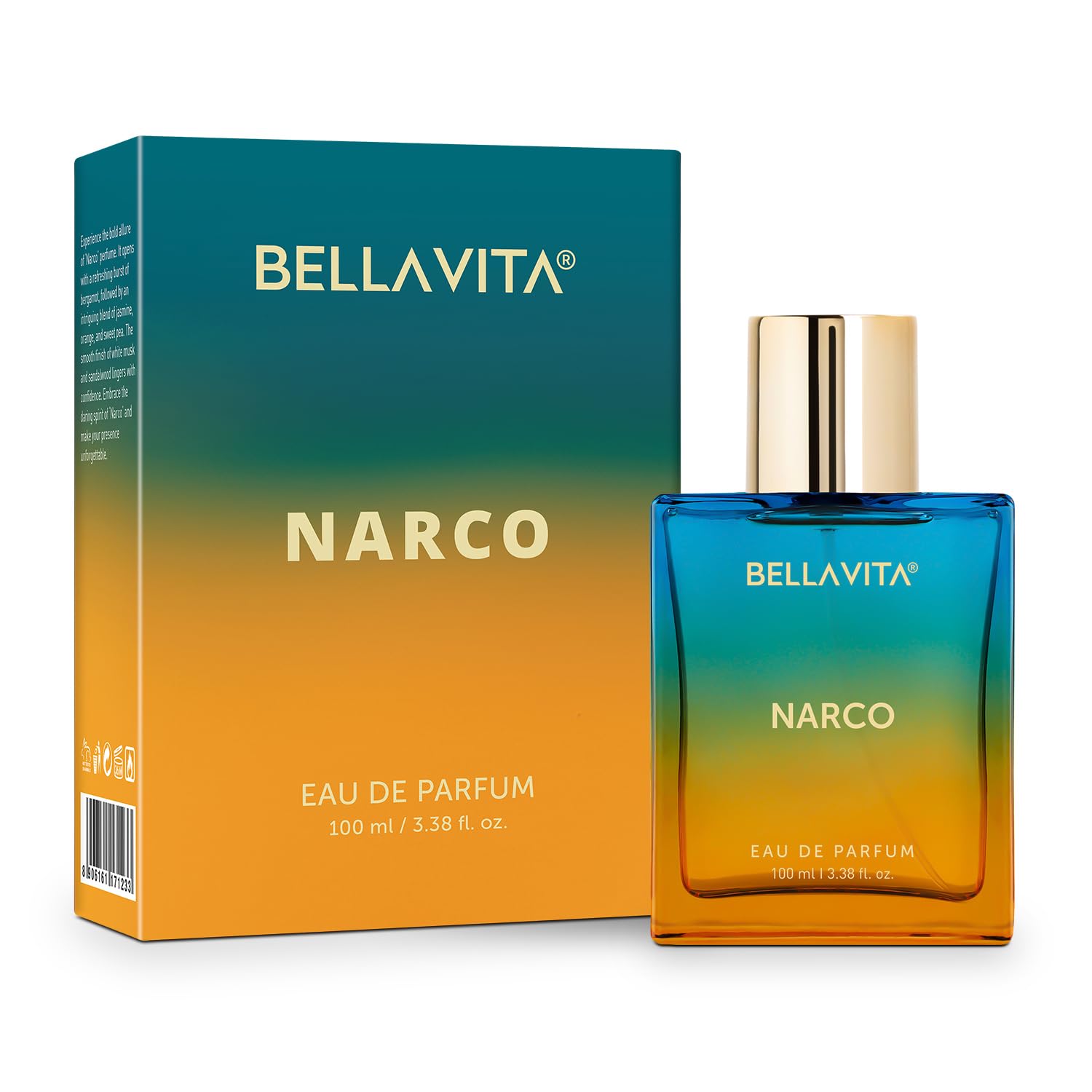 Bellavita Narco travel-friendly bottle suits on-the-go fragrance needs.