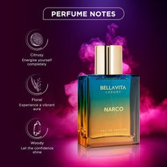 Bellavita Narco close-up highlighting vanilla-musk scent for daily wear.