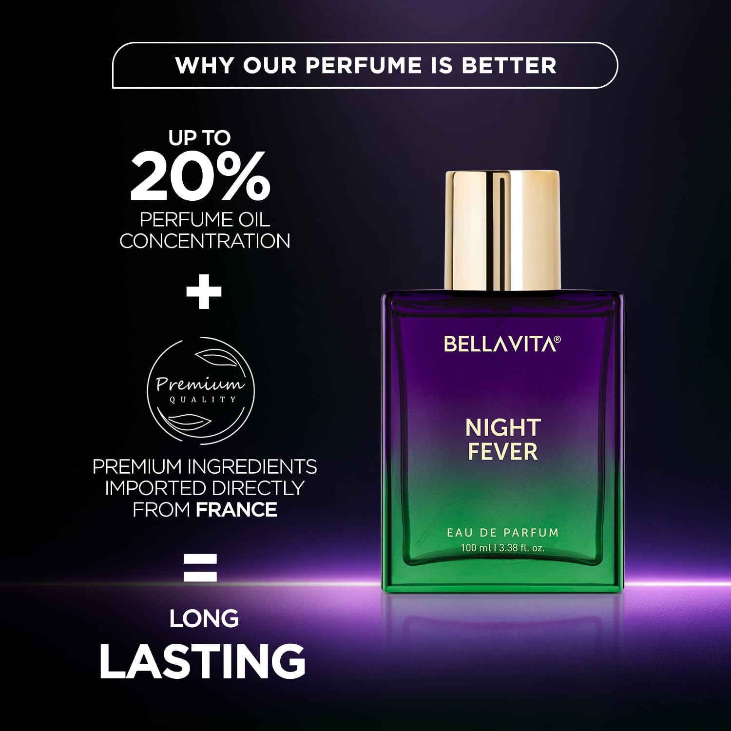 BELLAVITA Night Fever travel-size bottle ready for on-the-go touch-ups.