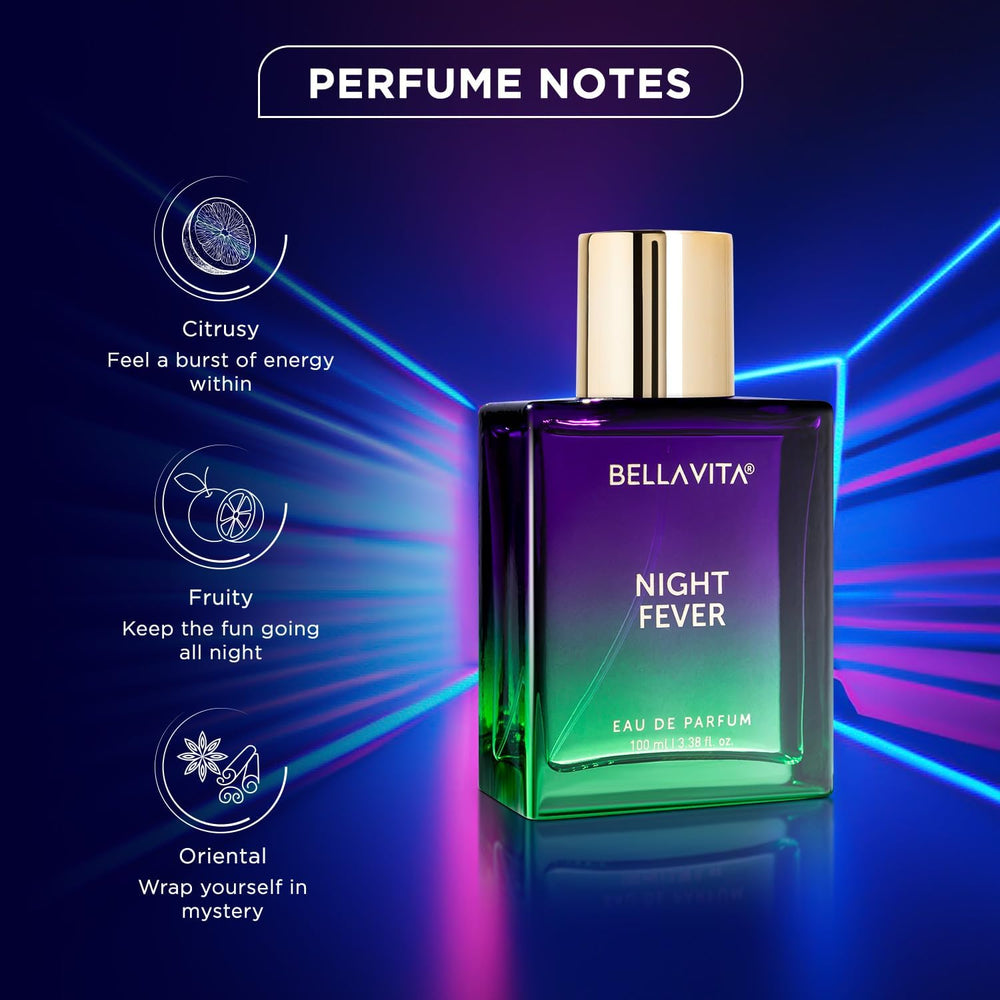 BELLAVITA Night Fever unisex fragrance on skin for versatile wear.