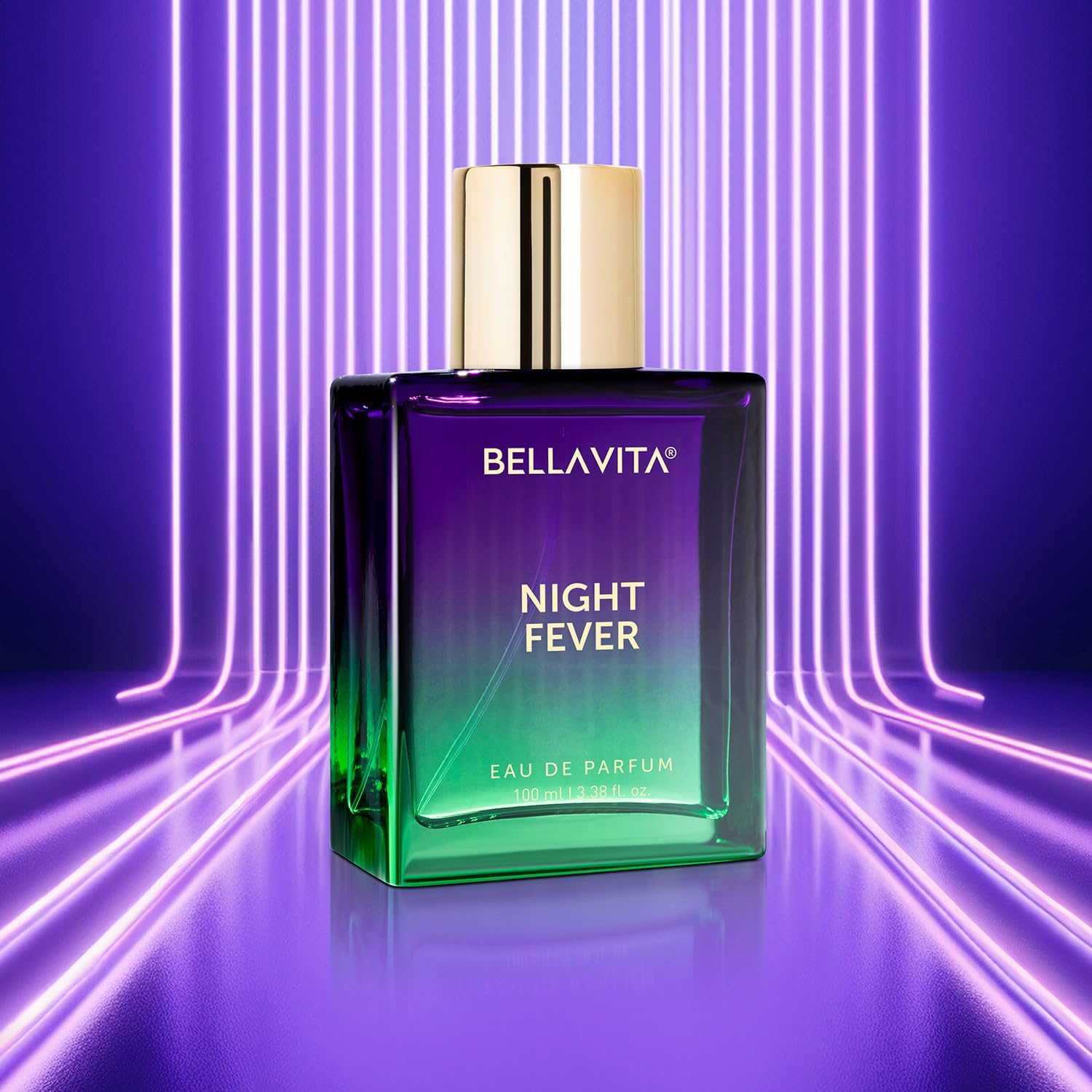 BELLAVITA Night Fever vanilla-musk base note forms a warm scent trail.