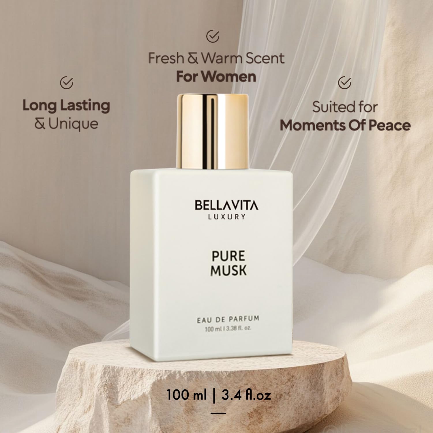 BellaVita Pure Musk packaging showcases premium aesthetics for gifting and everyday luxury.