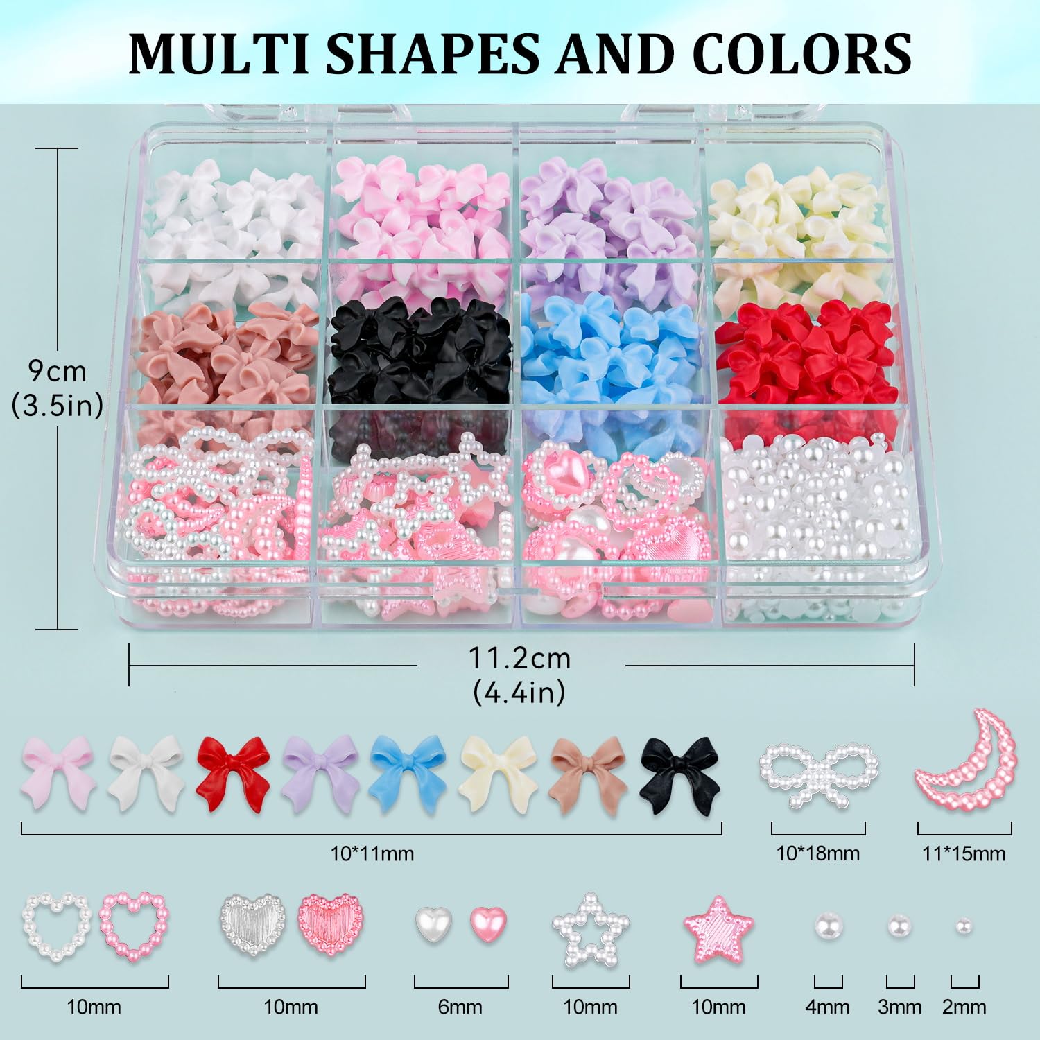 BELLEBOOST 8 colors nail bow charms for playful accents