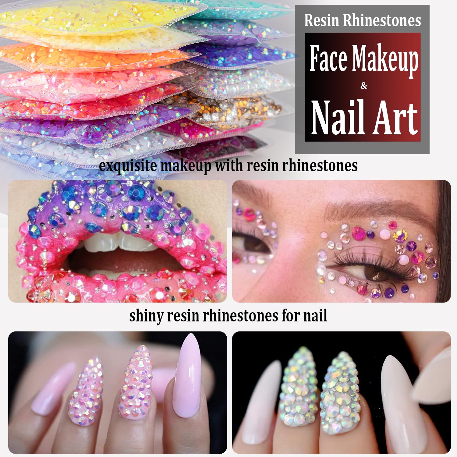 BELLEBOOST versatile rhinestones for face makeup, body art, and fashion crafts