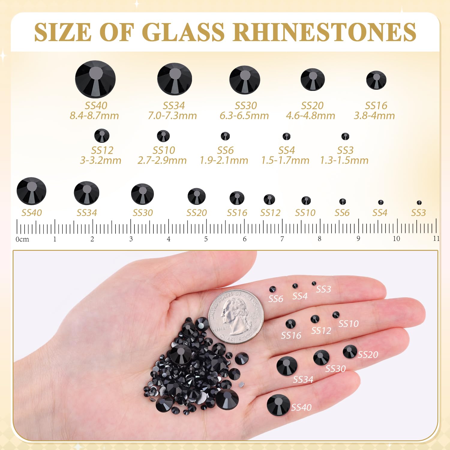 BELLEBOOST bedazzle glass rhinestones jet-black with precise facets for accessories.