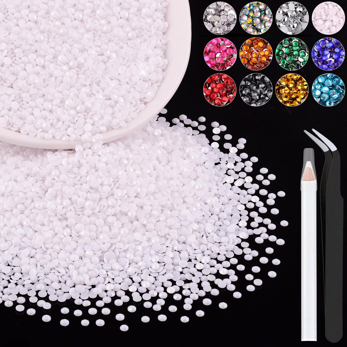 BELLEBOOST bulk 3mm white rhinestones for DIY crafts and nails