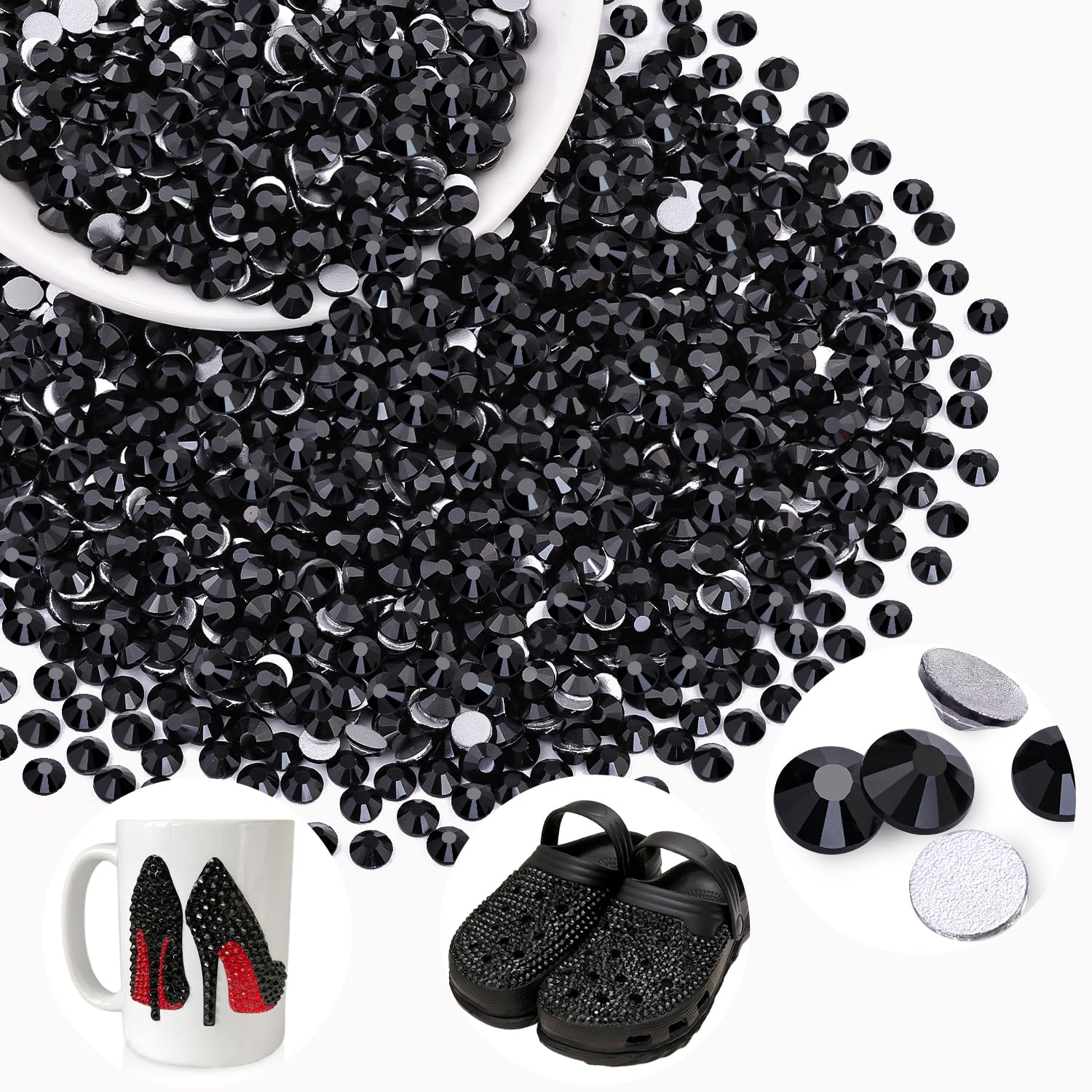 BELLEBOOST glass rhinestones jet-black flatback for all DIY projects.