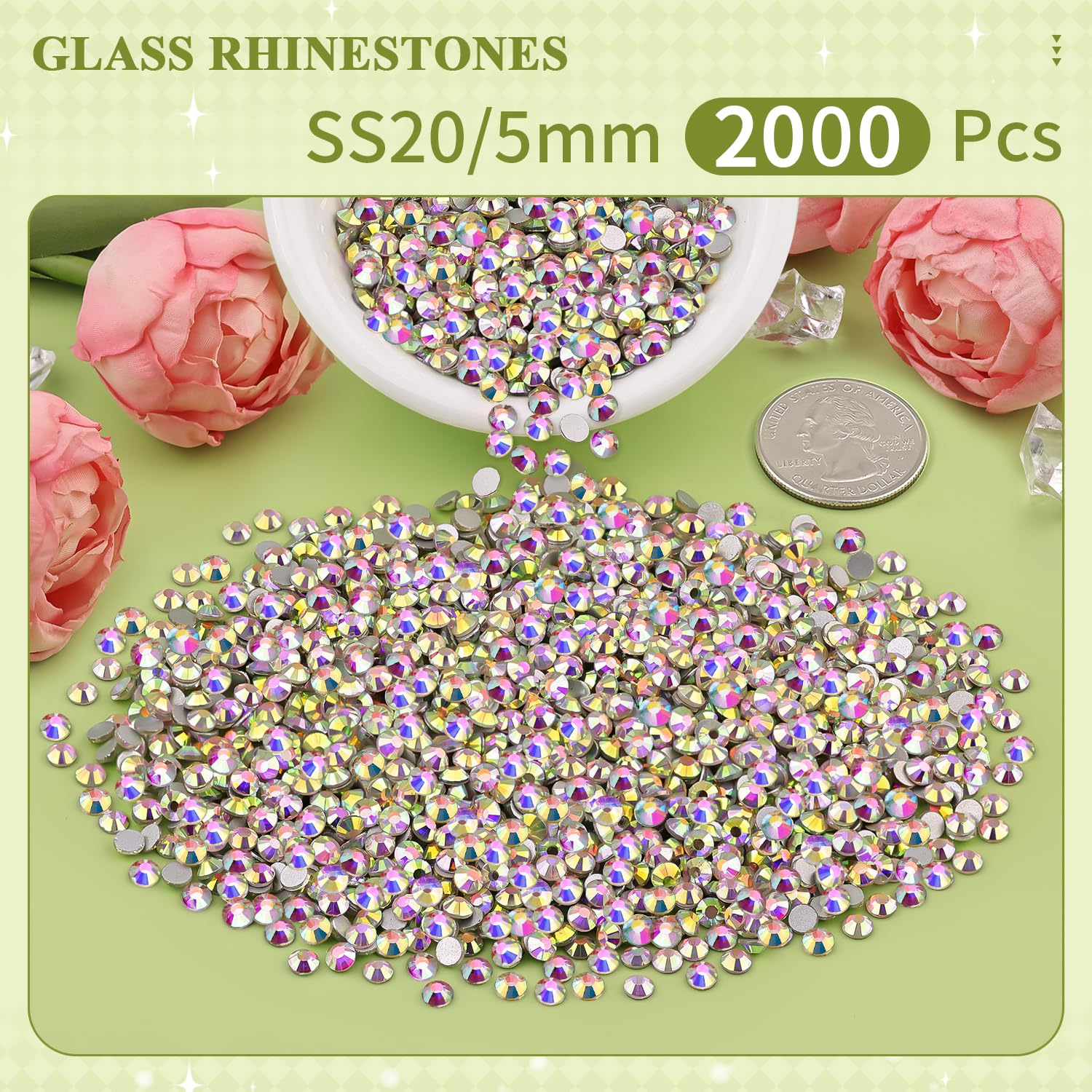 BELLEBOOST Flatback Crystal AB rhinestones with durable shine for shoes and garments.