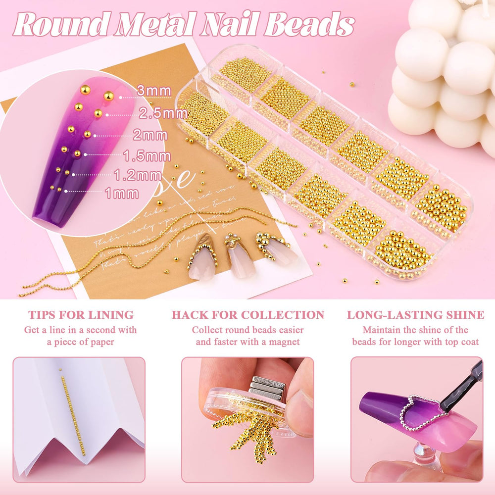 BELLEBOOST gold nail chains in box add elegant accents for manicures.