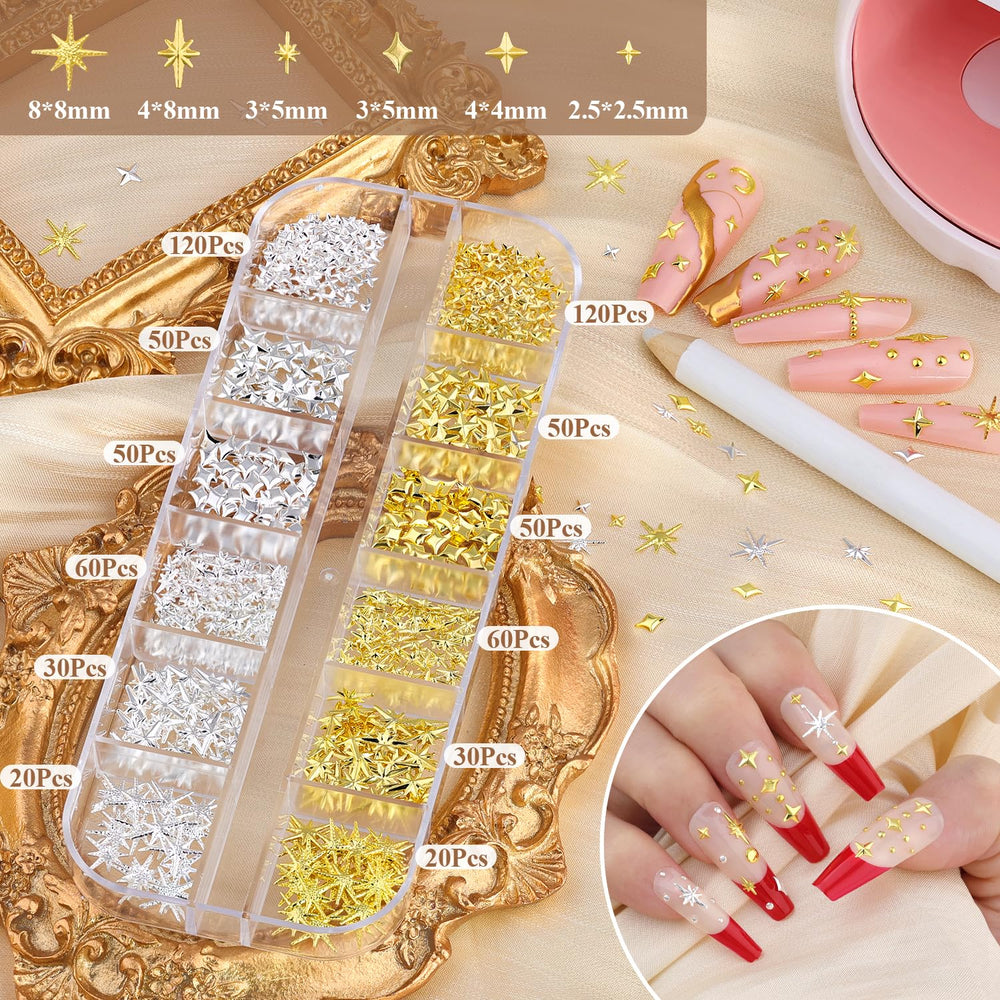 BELLEBOOST gold and silver metallic nail gems add luxe shine to manicures