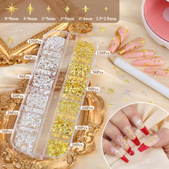 BELLEBOOST gold and silver metallic nail gems add luxe shine to manicures