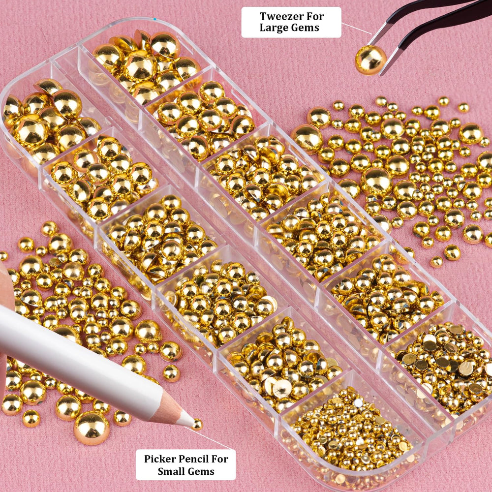 Belleboost gold tweezers place pearls with precision.