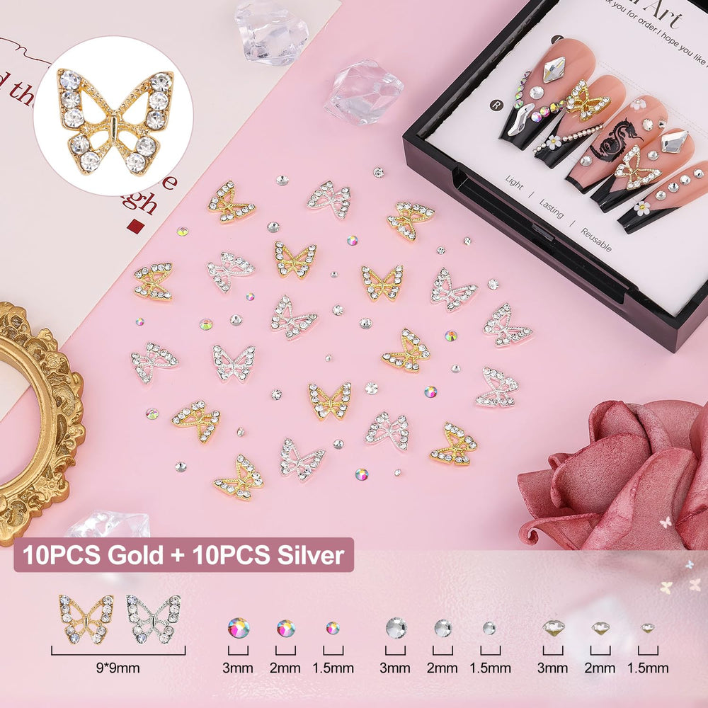 BELLEBOOST lazos y corazones 3D para uñas con gemas